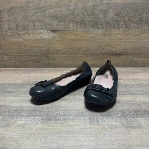 Abeo Tabitha Black Leather Bow Accent Ballet Flats Women's Size 8